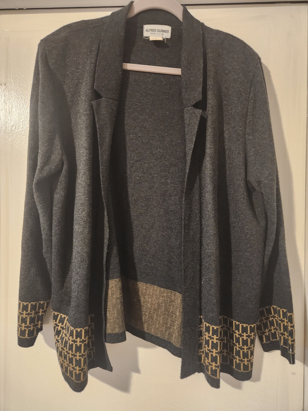 Alfred Dunner Women's Charcoal Open-Front Sweater with Gold Accent